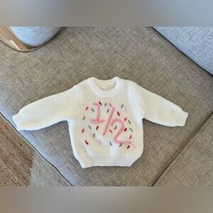 White Knit Sweater with Colorful Embroidery